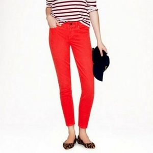 J.Crew toothpick ankle red corduroy pants size 29